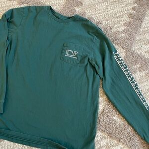 Vineyard Vines Green Football Long Sleeve Shirt